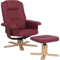 Mendler Relaxsessel H56, Fernsehsessel TV-Sessel mit Hocker Ottomane, Kunstleder Eukalyptus Holz MVG- bordeaux