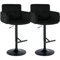 CLP 2er Set Barhocker Los Angeles Samtbezug höhenverstellbar drehbar bis 150 kg | Farbe schwarz Gestell Farbe schwarz