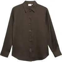 Comma Langarmbluse , Damen, Gr. 40, braun, Web, Obermaterial: 53% Viskose, 47% Polyester, unifarben, normal hüftbedeckend, Rundhals, Blusen Langarmbluse, mit Viskose / leicht schimmernd