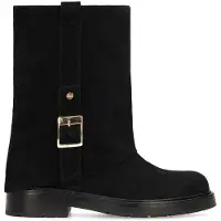 No Stress Schwarze Veloursleder-Stiefel mit Schnalle | Größe 40
