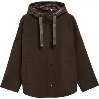Comma Damen Wollponcho mit Knopfkinnschutz