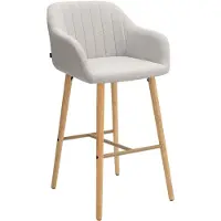 CLP Barhocker Ando Stoff gepolstert mit Lehne Gestell aus Kautschukholz, bis 150 kg | Farbe beige