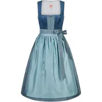 Spieth & Wensky Dirndl "Kathi", Damen, Gr. 44, N-Gr, blau (dunkelblau), Obermaterial: 100% Polyester PES., uni, regular fit, Kleider Dirndl, mit dekorativer Schürze