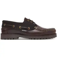 Barbour für Herren. MFO0795 Braune Leder-Bootsschuhe Deck (42), Wohnung, Schnürsenkel, Lässig