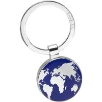 Troika AROUND THE WORLD Schlüsselanhänger Weltkarte rund, glänzend grau/blau