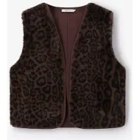 Sissy-Boy Kunstfellweste Mit Leoprint - Dunkelbraun | Größe: L-XL