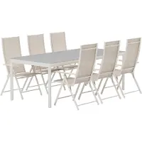 Ebuy24 Lino Gartenset Tisch 100x220 cm beige 6 Stühle beige.