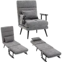 HOMCOM Schlafsessel 3 in 1 Klappbar Sessel mit Lendenkissen, Chenille-Optik