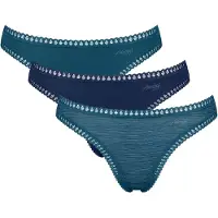 Sloggi String "String GO Crush String C3P 3er Pack", Damen, Gr. XL, blau (türkis, dunkelblau), Obermaterial: 95% Baumwolle CO. 5% Elasthan EL., Unterhosen String