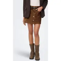 ONLY Cordrock "ONLAMAZING HW CORD SKIRT", Damen, Gr. L (40), braun (bison), Cord, Obermaterial: 98% Baumwolle, 2% Elasthan, unifarben, mini, Röcke Cordrock, Baumwollmischung