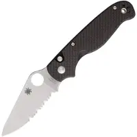 Spyderco ButtonUp Carbon Fiber Taschenmesser, Wellenschliff