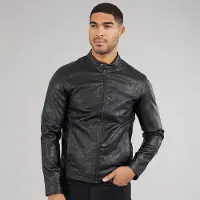 JJ REBEL Herren - Kyle PU-Jacke - Schwarz