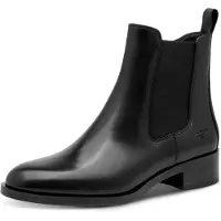 Tamaris Chelseaboots , Damen, Gr. 39, Synthetik Textil, schwarz, Leder, Schuhe Chelseaboots, Blockabsatz, Stiefelette mit praktischem Innenreißverschluss