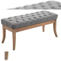 DELUKE Sitzbank CANNES Stoff Grau 100x38x46cm Hellbraun Sitzbank Flur Sitzhocker Esszimmerbank Polsterbank Schlafzimmer