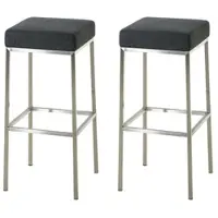 Décoshop26 - Set aus 2 Barhockern mit Fußstütze schlichtes Design 85 cm hoch aus dunkelgrauem Stoff und Edelstahl 10_0004382