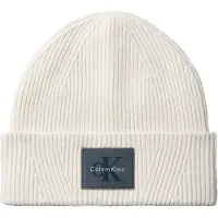 Calvin Klein Monologo Patch Rib Beanie Light Grey