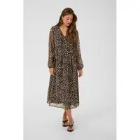 Cream Midikleid "Damen Kleid CRYuna", Damen, Gr. 42, N-Gr, beige (natrual animal spots), Obermaterial: 100% Polyester PES., Kleider Midikleid