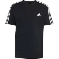 Adidas T-Shirt SPORTSWEAR "ESSENTIALS 3-STREIFEN, SINGLE JERSEY, BRANDING", Herren, Gr. L, schwarz-weiß (schwarz, weiß), Obermaterial: 100% Baumwolle, Rundhals, Shirts T-Shirt