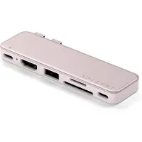 Satechi 6-in-2 USB-C Snap-Hub für MacBook Neo, Rosa | 45-W-PD, HDMI 4K@60 Hz, Dual-USB-C Anschluss