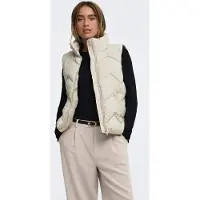ONLY Steppweste "JDYPOWER SHORT WAISTCOAT OTW HAB", Damen, Gr. XL, beige (silber lining), Steppware, Obermaterial: 100% Polyester, unifarben, Po-bedeckend, Westen Steppweste, Kunstfaser