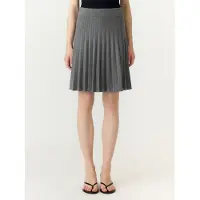 Y.A.S Strickrock "YASELENA HW PLEATED SKIRT S. NOOS", Damen, Gr. S, grau (medium grau melange), Strick, Obermaterial: 75% Viskose, 25% Nylon, unifarben, kniefrei, Röcke Strickrock, Viskosemischung