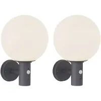 Globo Lighting 2x LED Wandleuchte, Edelstahl, Anthrazit, E27, Bewegungsmelder