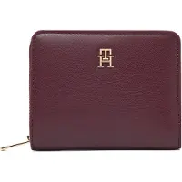 Tommy Hilfiger Geldbörse "TH ICON MED ZA FLAP", Damen, bordeaux, Lederimitat, Kleinlederwaren Geldbörse, Damen Geldbeutel, Portemonnai mit edlem TH-Logoemblem