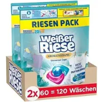 Weißer Riese Weißer-Riese Waschmittel Universal Trio-Caps, Aromatherapie Lotus, 1,44kg, Waschladungen 120