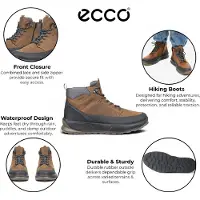 Ecco Herren Wasserdichte schwarze beige Leder-Wanderschuhe für den Garten – Byway 2.0