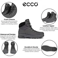 Ecco Herren Schwarze Leder-Wasserdichte Schnürstiefel – Rugged Track 25
