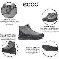 Ecco Herren wasserdichte schwarze graue Leder-Outdoor-Wanderstiefel – Byway 2.0
