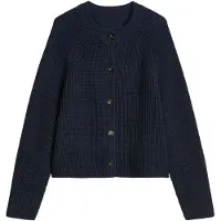 Marc O'Polo Sweatshirt "Strickjacke Cardigans Longsleeve 1er Pack", Damen, Gr. XS, blau (dunkelblau), Obermaterial: 100% Baumwolle CO., Sweatshirts Sweatshirt