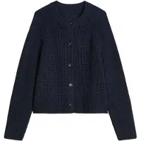 Marc O'Polo Sweatshirt "Strickjacke Cardigans Longsleeve 1er Pack", Damen, Gr. M, blau (dunkelblau), Obermaterial: 100% Baumwolle CO., Sweatshirts Sweatshirt