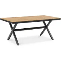 Idimex Gartentisch ISOLA 180 x 100 cm, Grau/Natur – Outdoor Tisch mit Tischplatte aus WPC in Holzoptik, pulverbeschichtetes Aluminiumgestell, pflefeleicht und wetterfest für Garten & Terrasse