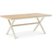 Idimex Gartentisch ISOLA 180 x 100 cm, Weiß/Natur – stabiler Outdoor Tisch mit Tischplatte aus WPC in Holzoptik, pulverbeschichtetes Aluminiumgestell, wetterfest für Garten & Terrasse