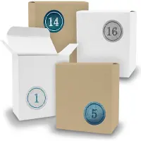 Itenga Adventskalender zum Füllen 24x Quader gemischt WEISS BRAUN + Sticker V09 Z01