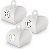 Itenga Adventskalender zum Füllen 24x Box mit Griff WEISS + Sticker V10 Z09