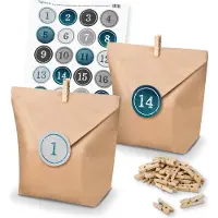 Itenga Basteladventskalender Set - Set 1 blaue Farbtöne Sticker im Stempeldesign