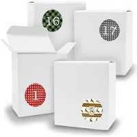 Itenga Adventskalender zum Füllen 24x Quader WEISS + Sticker V07 Z06