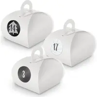 Itenga Adventskalender zum Füllen 24x Box mit Griff WEISS + Sticker V10 Z18