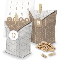 Itenga SET Adventskalender 24 x Tüten Geometrie + Klammern + Zahlensticker (Z32)