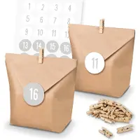 Itenga SET Adventskalender 24x Tüten + Klammern + Zahlensticker (Z35)