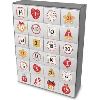 Itenga SET Adventskalender zum Füllen Quader XL 6x4 (außen grau) + Sticker Z58