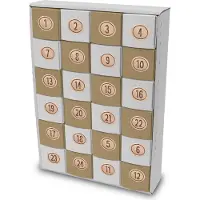 Itenga SET Adventskalender zum Füllen Würfel 6,5cm + Sticker Z51 + Würfel (weiß, braun)