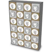 Itenga SET Adventskalender zum Füllen Würfel 5cm (außen grau) + Sticker Z46 + Würfel (weiß, braun)