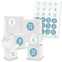 Itenga Adventskalender zum Füllen 24x Quader Würfel gemischt WEISS + Sticker (V01 Z40)