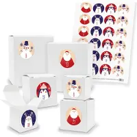 Itenga Adventskalender zum Füllen 24x Quader Würfel gemischt WEISS + Sticker (V01 Z43)