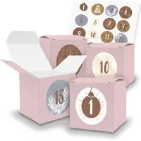 Itenga Adventskalender zum Füllen 24x Würfel Rosa (V41) + Sticker Zahlen (Z15)