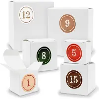 Itenga Adventskalender zum Füllen 24x Quader Würfel gemischt WEISS + Sticker (V01 Z02)