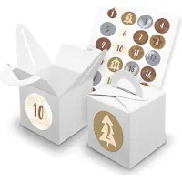Itenga SET V42 Adventskalender Würfelbox mit Griff Weiß + Zahlensticker Z15